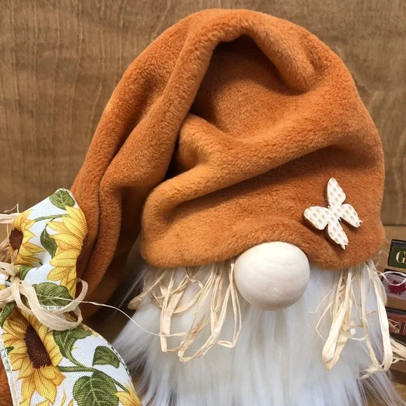 Harvest Love Gnome Daisies Straw Smiles Butterfly Warm Rusty Brown Gift Guide - Picture 1 of 6